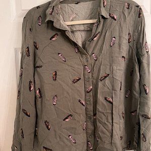 American Eagle, Button Down Shirt, Olive Green, Size Medium